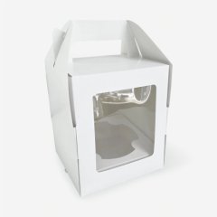 Коробка для торта/кулича с окном белая 12,5х12,5х15 см 020790+020794