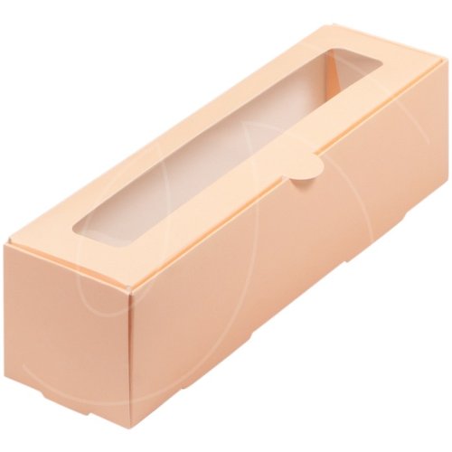 Коробка для макарон с окном персиковая 21x5,5x5,5 см 080288