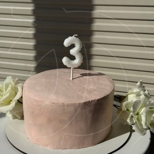 Свеча декоративная Цифра "3" Воздушный шарик Белый с блёстками 