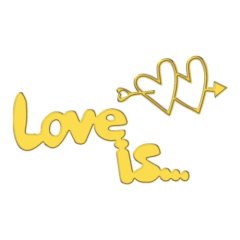 Топпер декоративный акриловый "Love is..." Золото 8х4,5 см ТСК244