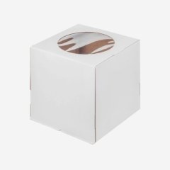 Коробка для торта с окном белая 24х24х30 см 19110