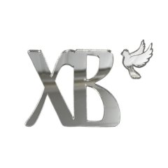 Набор топперов декоративных акриловых "ХВ с голубем" Серебро 5,5х5 см 