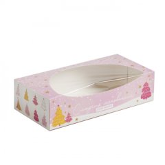 Коробка для печенья/конфет с окном "Розовые ёлочки" 20х10х5 см 4382418