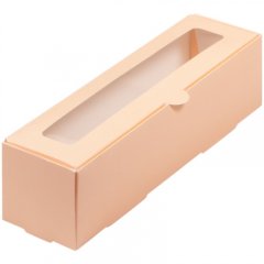 Коробка для макарон с окном персиковая 21x5,5x5,5 см 080288