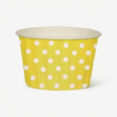 Капсула бумажная с подворотом Жёлтая в белый горошек D50 H40 100 шт Б-26