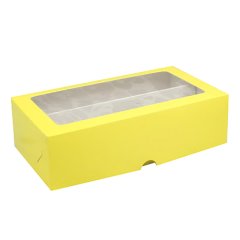 Коробка для макарон с окном жёлтая НКУ-29-Л-со